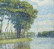 Paul Baum Trees by a canal oil painting on canvas
